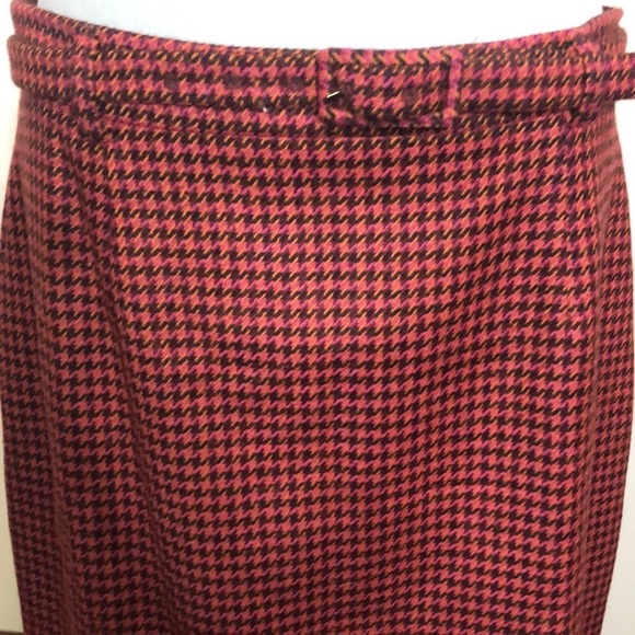 L.K Bennett London wool houndstooth belted skirt size 10usa 14uk eur 42 - Picture 2 of 10